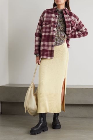 Isabel Marant Étoile + Faxon Oversized Checked Brushed Wool-Blend Jacket