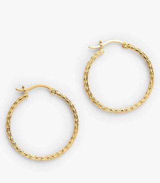 John Lewis & Partners + Fine Hammered Hoop Earrings, Gold