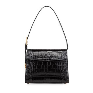 Balenciaga + Ghost Medium Crocodile-Embossed Leather Shoulder Bag