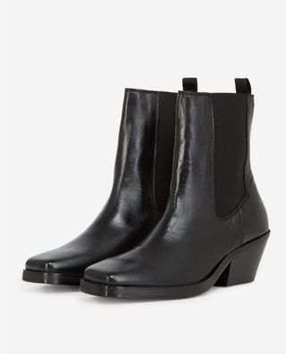 The Kooples + Black Leather Ankle Boots With Flat Sole