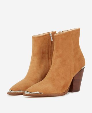 The Kooples + Camel Heeled Ankle Boots With Silver Detail