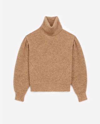 The Kooples + Beige Merino Wool Sweater With High Neck