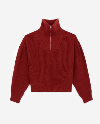 The Kooples + Red Sweater With Zipped Roll Neck