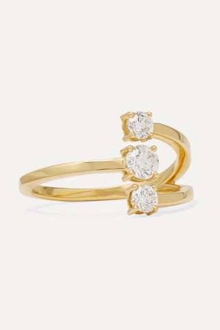 Melissa Kaye + Aria Moon Small 18-Karat Gold Diamond Ring