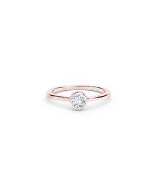 Forevermark + 18k Rose Gold Diamond Bezel Solitaire Engagement Ring