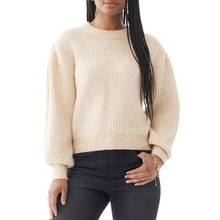 Scoop + Cropped Balloon Sleeve Sweater