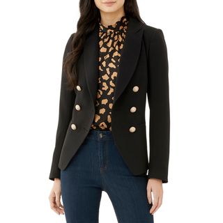 Scoop + Double Breasted Crepe Blazer