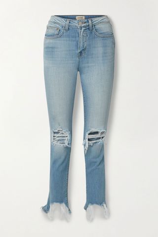 L'Agence + High Line Cropped Distressed Skinny Jeans