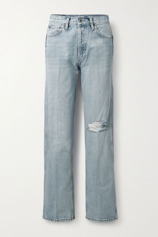 RE/DONE + 90s Distressed High-Rise Straight-Leg Jeans