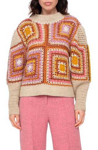 Sea + Farrah Wool Crochet Sweater