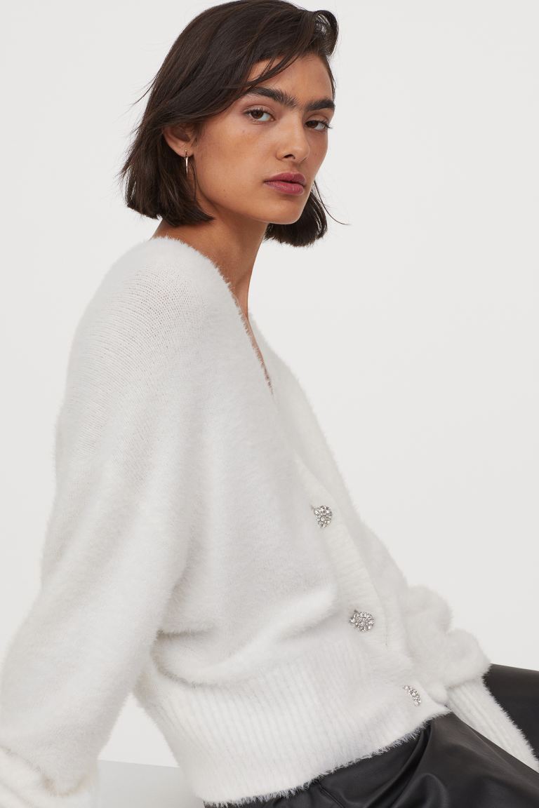 H&M + Rhinestone-Button Cardigan