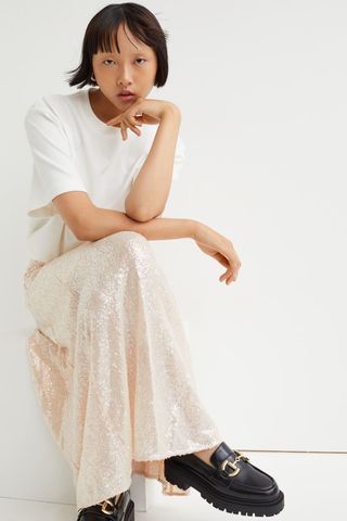H&M + Calf-Length Sequined Skirt
