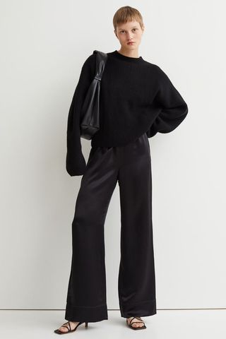 H&M + Silk-Blend Satin Trousers