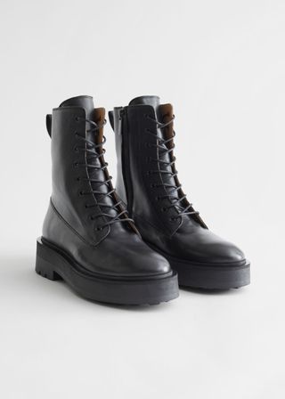 & Other Stories + Chunky Leather Side Zip Boots