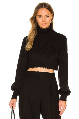 L'Academie + Lucia Cropped Turtleneck in Black