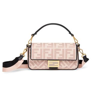 Fendi + Baguette Embroidered Pink Canvas Bag