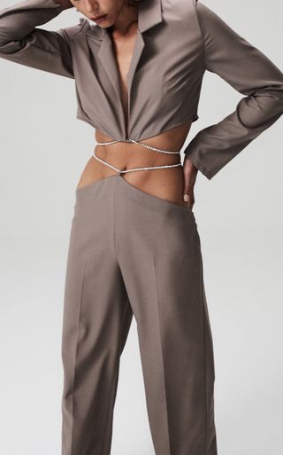 Michael Lo Sordo + Angled Tailored With Crystal Embelishment Pant