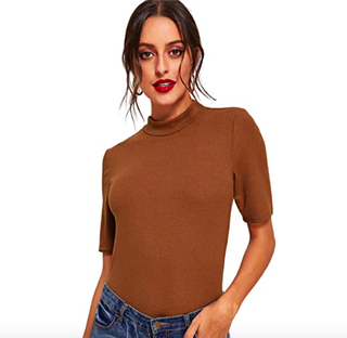 Shein + Ribbed-Knit Tee