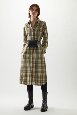 Cos + Wool Mix Checked Structured Shirt Dress
