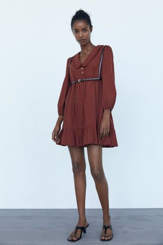 Zara + Mini Dress With Rhinestone Buttons