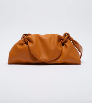 Zara + Leather Shoulder Bag With Flap