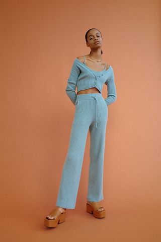 Zara + Ribbed Knit Trousers