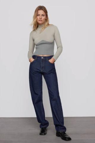 Zara + Contrast Knit Sweater
