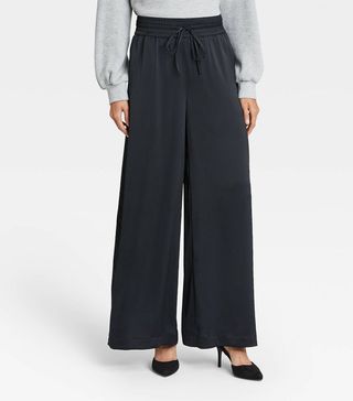 Who What Wear x Target + High-Rise Wide Leg Silky Pants