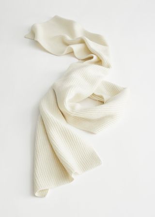 & Other Stories + Cashmere Ribbed Knit Scarf