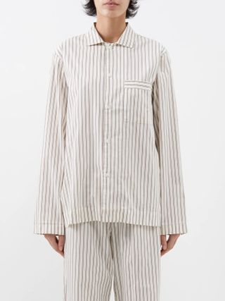 Tekla + Striped Organic-Cotton Pyjama Top