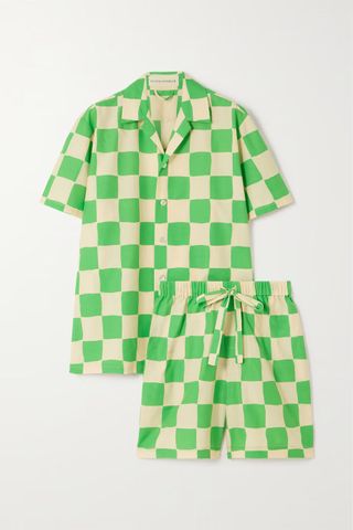 Olivia Von Halle + Emeli Gingham Cotton and Silk-Blend Pajama Set