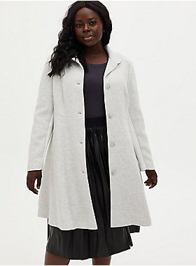 Torrid + Long Sleeve Wool Blend Shawl Collar Coat