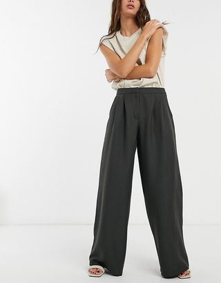 ASOS + Ultimate Slouch Dad Pants in Charcoal