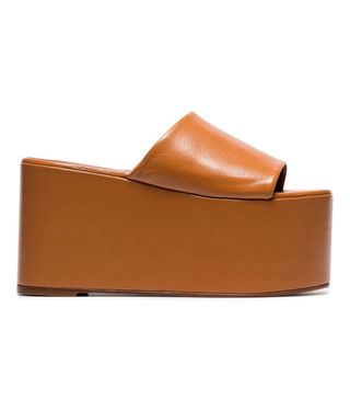 Simon Miller + Camel Brown Blackout 110 Leather Flatform Sandals