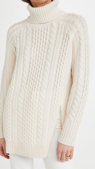 Naadam + Cable Turtleneck Tunic Sweater