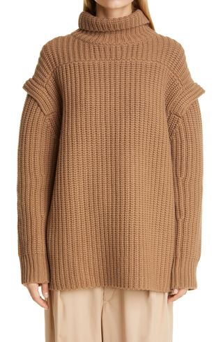 Loulou Studio + Layered Sleeve Wool & Cashmere Turtleneck Sweater