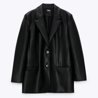 Zara + Faux Leather Oversize Blazer