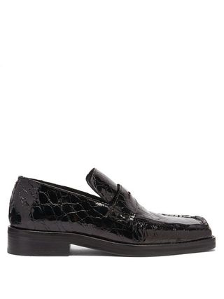 Martine Rose + Roxy Patent Crocodile-Effect Leather Penny Loafers