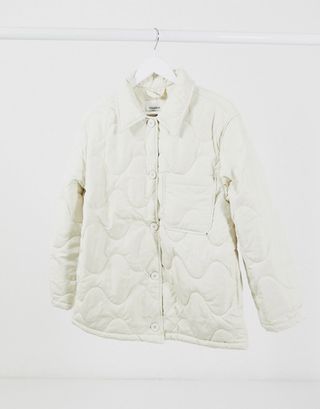 Pull&Bear + Quilted Jacket in Ecru