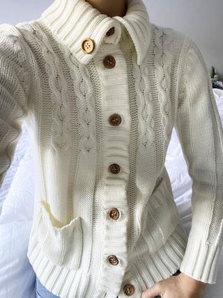 Vintage + Cable Knit Sweater Cardigan