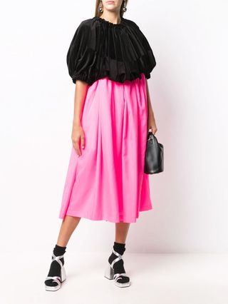 Comme Des Garçons + High-Waisted Pleated Dress