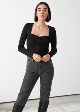 & Other Stories + Fitted Ribbed Bustier Sweater