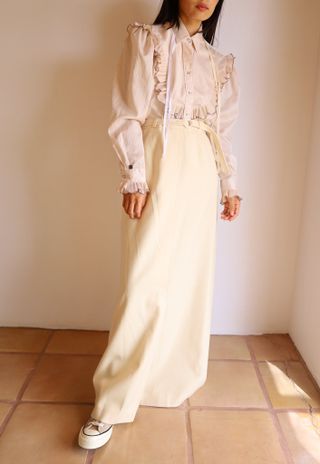 4kinship + Vintage Midcentury Wool Skirt- Natural White