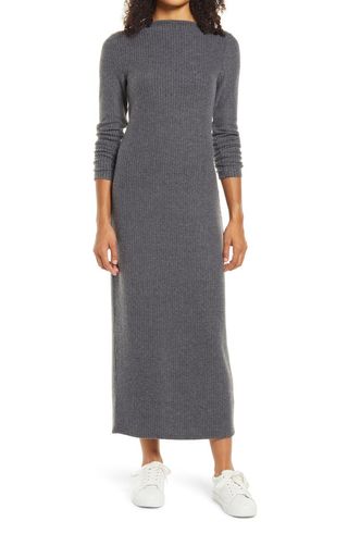 Caslon + So Soft Ribbed Long Sleeve Midi Sweater Dress