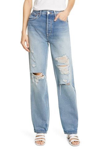 Re/Done + '90s Ripped High Waist Loose Straight Leg Jeans