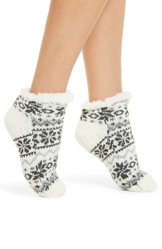Nordstrom + Fleece Lined Cable Ankle Socks