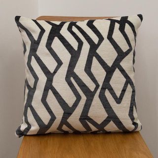The Coastal Cushion Co + Geometric Abstract Grey on White Heavyweight Chenille Cushion