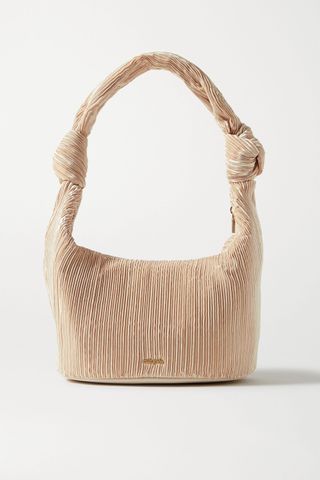 Cult Gaia + Mina Knotted Pleated Satin Shoulder Bag
