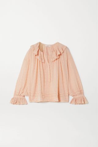 Dôen + Etta Ruffled Broderie Anglaise Cotton-Voile Blouse