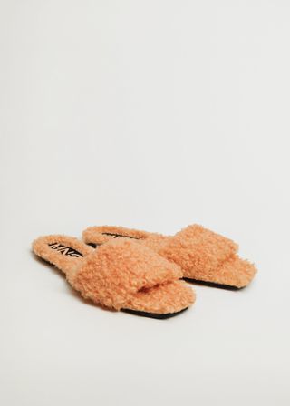 Mango + Faux-Fur Felt Sandals